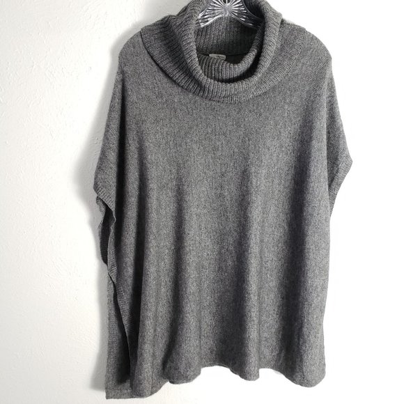 Halogen Wool & Cashmere Blend Cowl Neck Poncho - Picture 2 of 8